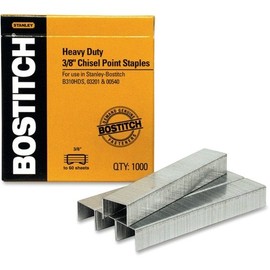 Heavy-Duty Staples,1/2"W, 3/8"L,100/Strip, 1000/BX, Sold as 1 Box