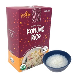 Fusion Select 4 Packs Organic Konjac Noodles - Shirataki Rice Plant-Based Substitute - Vegan Konjac Rice for Vegetarian, Keto, Paleo Recipes - Zero Gluten, Low Carb, Low Calorie Shirataki Konjac Rice