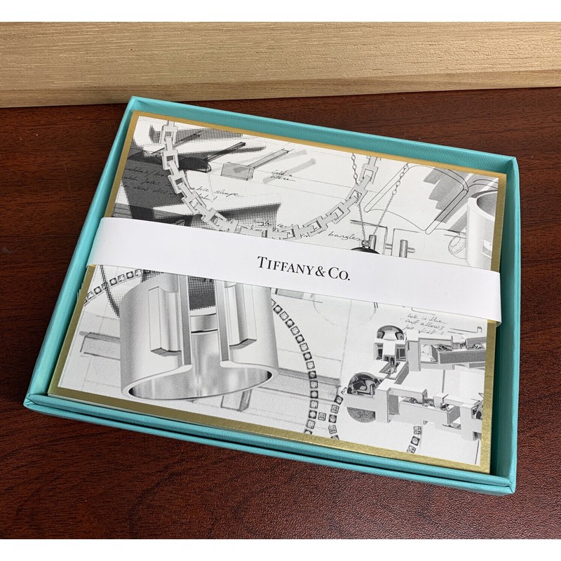 Tiffany & Co Note Cards Set with Box, 6 Cards,