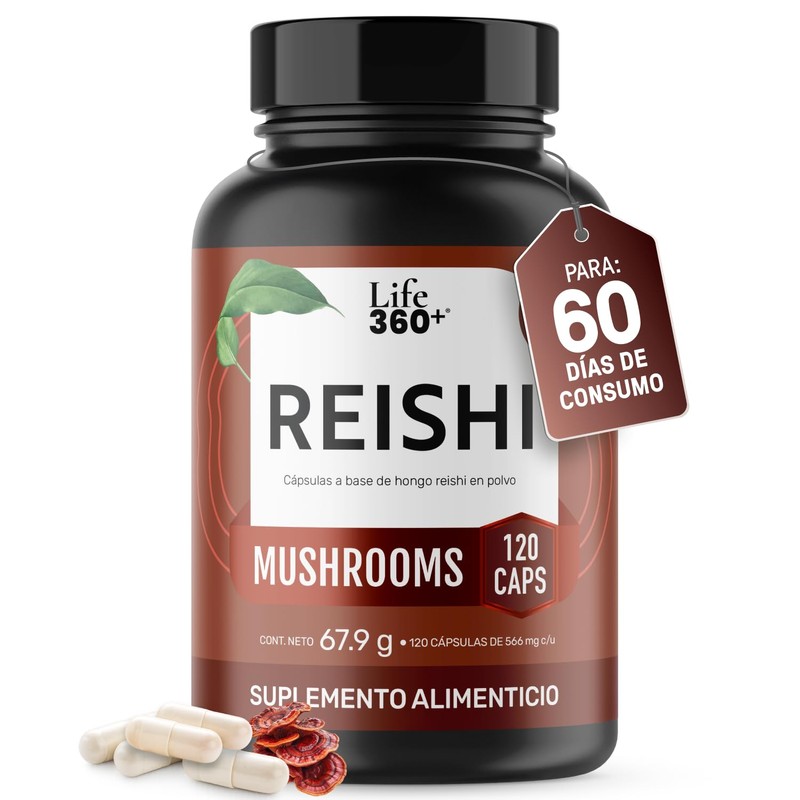 LIFE 360+ Reishi Extracto Puro de Hongo | 120 cápsulas