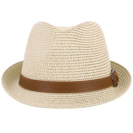 Mens Fedora Hats for Men Trilby Hat Wool or Straw Sun Hat Panama Hat,Natrual,LXL