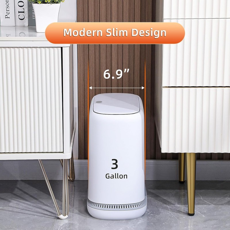 funest Bathroom Trash Can, 3.3 Gallon Slim Trash Can with