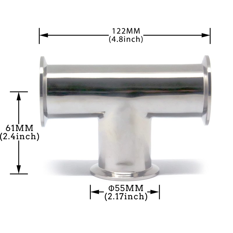 QiiMii SS304 Sanitary Vacuum Fittings - KF-40 Tri Clamp Tee