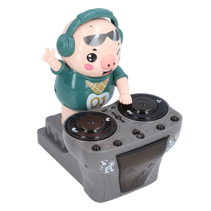 Electronic Dancing Piglet Toy DJ Style Automatic Rotating Disc Light