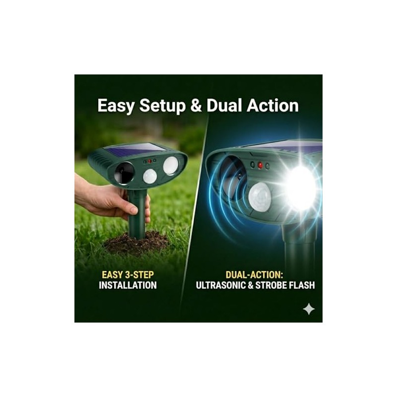 2026 Sonic Fortress Pro Deer Repellent,Cat Deterrent Squirrel Rabbit Racoon