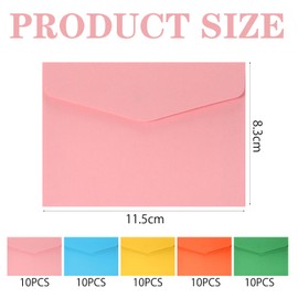 Small Colorful Envelopes Envelope Mini Envelopes 4.53 × 3.15 Inches for Wedding Invitations Greeting Cards 50 Pcs(5 Assorted Colors)