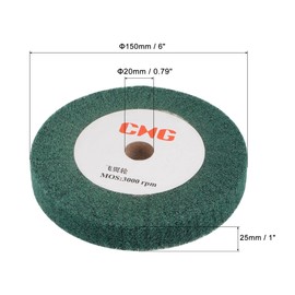 sourcing map 150mm x 25mm 240 Grit Non-Woven Polishing Burnishing Wheel Nylon Wire Drawing Abrasive Flap Wheel for Stainless Steel Copper Green