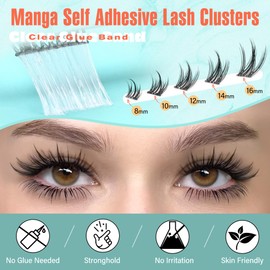 Manga Self Adhesive Eyelashes Natural Look Pre Glued Lashes Anime Lash Clusters