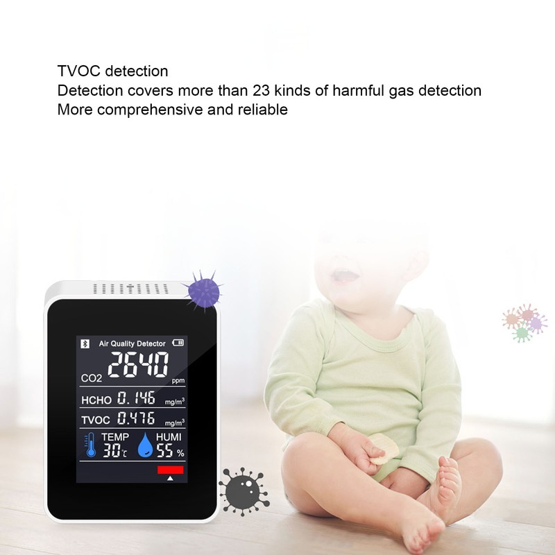 Digital Air Quality Monitor 3.7V Portable Carbon Dioxide Detector Temperature