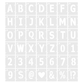 PATIKIL 1 Inch Letter Number Stencils, 42 Pack 1.5" Width Reusable Plastic Alphabet Numbers Symbol Templates Set with Ring for Painting, White