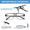 MODFANS 3er-Pack Lesebrille Herren Blaulichtfilter Metallrahmen Rechteck Stil Edelstahl Material