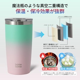 BOTTLE BOTTLE Tumbler 600ml with Lid Leak-proof, Keeps Cold and Hot, Vacuum Insulated, Direct Drink, Stainless Steel Coffee Cup Lightweight, Portable, Easy to Clean, Dishwasher Safe, Stylish, for