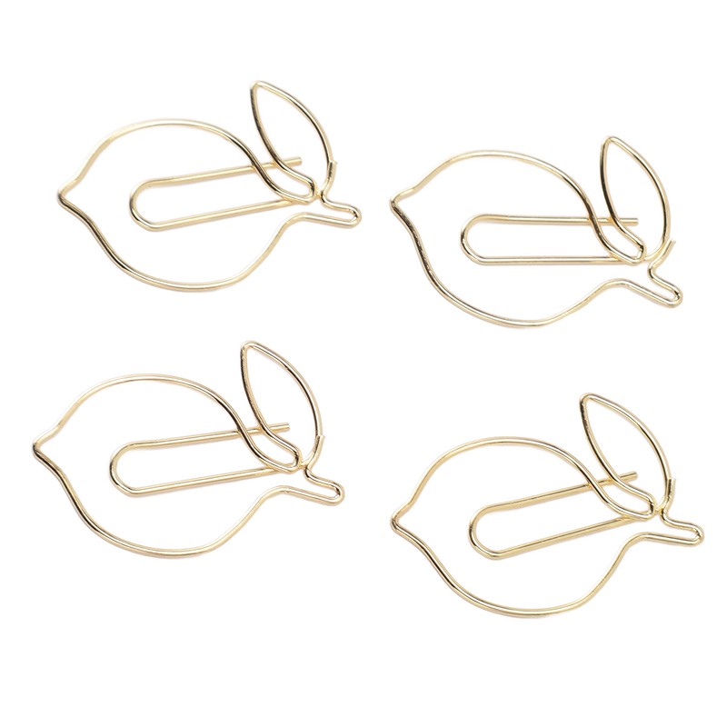 100 Pcs Paper Clip Gold Cute Lemon Shaped Bookmark Clips