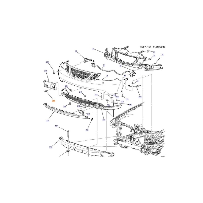 Saab Original 9-7x Retainer License Plate Bracket 15993201