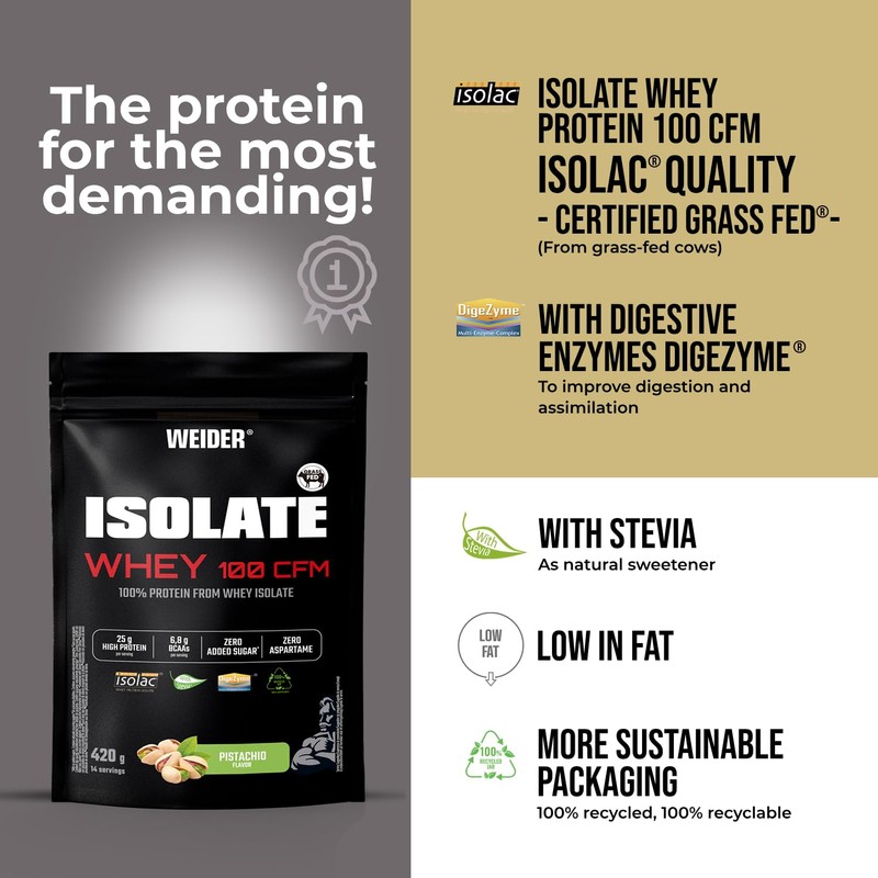 Weider Isolate Whey 100CFM (420g) Pistachio Flavour, Protein 100% Isolate