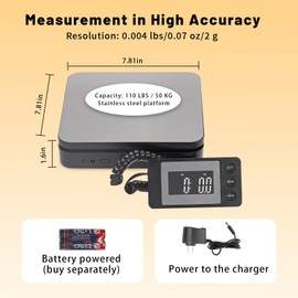 P PBAUTOS 110 LBS Digital Postal Scale, Stainless Steel Shipping Scale for Packages with 5 Weighing Modes, Tare & Hold Functions, AC Adapter Included