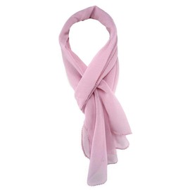 TigerTie Fine Chiffon Scarf in Pink Plain with Crochet Edge Size 150 x 30 cm, pink