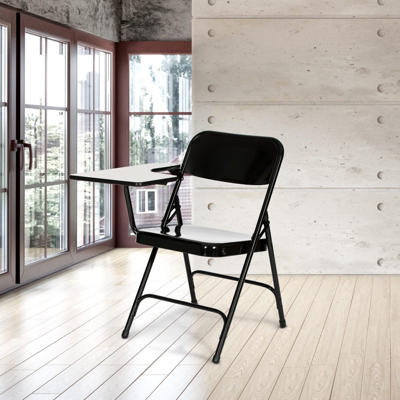 OEF Furnishings Tablet Arm (2 Pack) Folding Chair, Black
