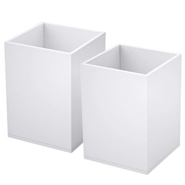 NIUBEE Black Acrylic Pen Holder 2 Pack, Desktop Pencil Cup Stationery Organizer for Office Desk Accessory