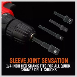 Kumbala 8Pcs Socket Adapter Impact Hex Shank Drill Bits Power Extension Bar 1/4 3/8 1/2