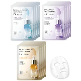 Facial Sheet Mask Set - 12Pcs Hydrating and Moisturizing Mask with Collagen, Hyaluronic Acid and Salicylic Acid, Calming and Soothing, Brighten Skin Tone, Korean Beauty Skincare Product Gift for Women