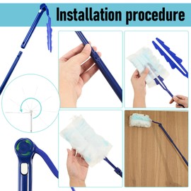 Colingmill 4 Pcs 3 ft Replacement Handles Compatible with Duster Refills, Extendable Long Extended Handle Only, Adjustable Length for Ceiling Fans, Blinds, Shelves, Windows (Blue)