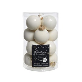 16 Christbaumkugeln Weihnachtskugeln Christbaumschmuck aus Glas 35 mm Durchmesser wollweiss matt und glänzend