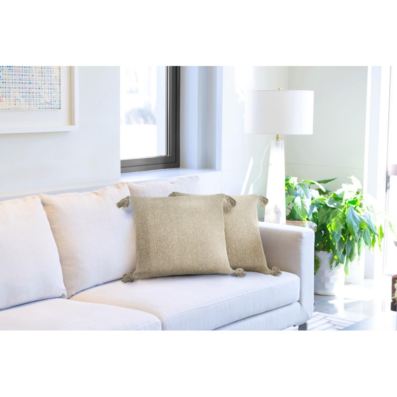 Emma Barclay Herringbone - Recycled Cotton Cushion Cover (Natural Cream)