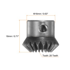 sourcing map Bevel Gear 1 m 20 Teeth 8 mm Shaft Hole 1:1 Tapered Bevel Gear Sprocket 45# Steel 1 Module 90° Steering Gear for Hardware Mechanical Rotation Pack of 2