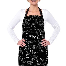 afidomu Kitchen Cooking Apron Blackboard With Physical Equations And Formulas E=Mc2 Apron Home Baking Chef Apron Waterproof For Women Men 31X27 Inches