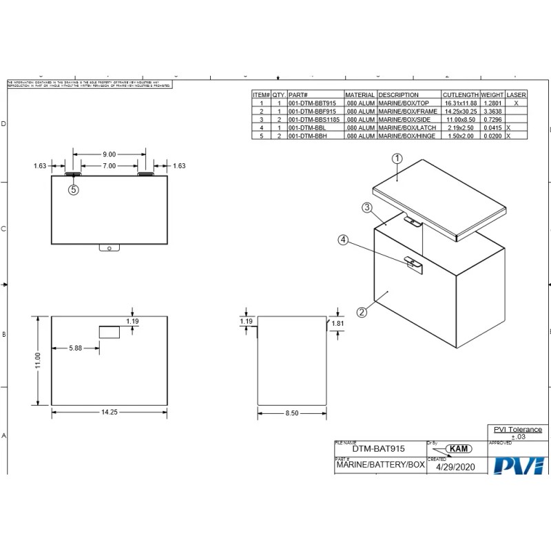 Prairie View Industries LOCKING ALUMINUM BATTERY BOX DTM-BAT915