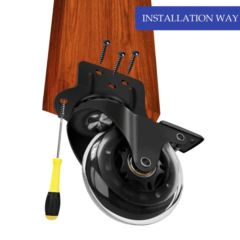 Hirate 3 inch Furniture Casters 360 Degree Brake Caster Wheels,Heavy