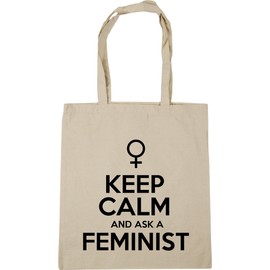 Hippowarehouse Keep Calm and Ask a Feminist Tote Shopping Gym Beach Bag 42cm x38cm, 10 litres