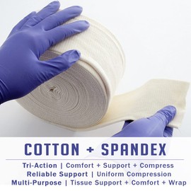 EVERLIT Elasticated Tubular Support Bandage | Stockinette Tubing for Large Arm, Knees, Legs | Light to Moderate Compression Bandage Roll for Tissue Support (Size F | 4" x 11 yd)