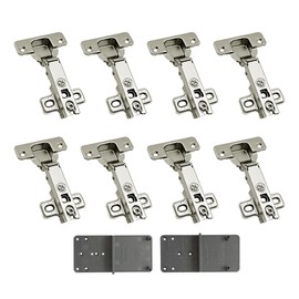 LOOTICH 105 Degree Full Overlay Straight Arm Hinges 35 mm for Kitchen Cabinet Cupboard Wardrobe Door Hinge Without Damper with Drilling Template Pack of 8 Pieces