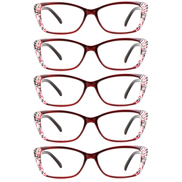 LifeArt 5 Pairs Reading Glasses, Blue Light Blocking Glasses, Computer