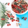 Cheriswelry 100 Pieces Enamel Pendant Cherry Dangle Charms Light Gold