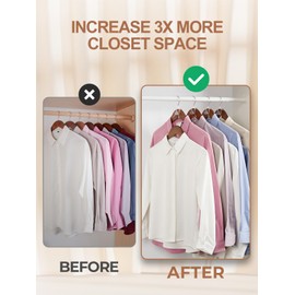 HOUSE DAY Space Saving Hangers 20 Pack, Clear Clothes Hanger Connector Hooks, Heavy Duty Hangers Space Saver, Premium College Dorm Room Essentials, Closet Organizers and Storage