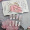 24Pcs French Tip Press on Nails Medium Flower Fake Nails