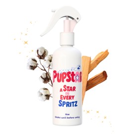 PUPSTAR Pet Perfume, 8 oz, Natural Shiny Finish, Spray bottle, Long-Lasting scent, Hypoallergenic, Grooming Approved, Alcohol-Free, Deodorizing cologne, Sandalwood & Fresh Linen
