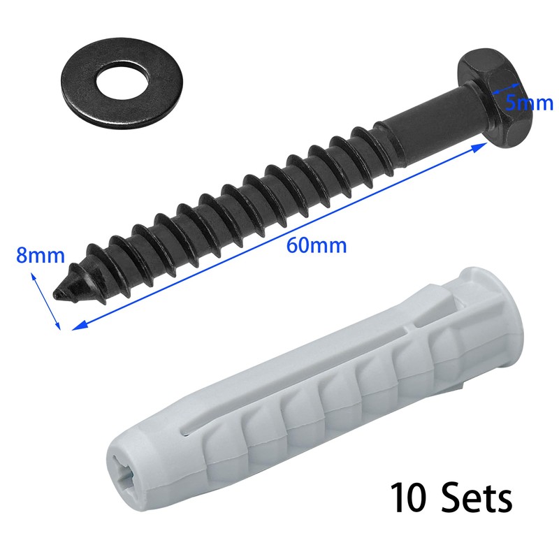 10 Heavy-Duty Hex Head Screws with Expansion Plugs and Washers,TV