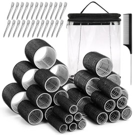 56 Pcs Hair Rollers Set for Blowout Look Long Hair, 30Pcs Rollers Hair Curlers in 5 Sizes with 24 Pcs Clips and Storage Bag for Long Medium Short Hair