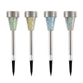 Solar Outdoor LED Light, Battery Operated Stainless Steel Mosaic Pillar Path and Walkway Lights for Landscape, Patio and Pathways by Pure Garden