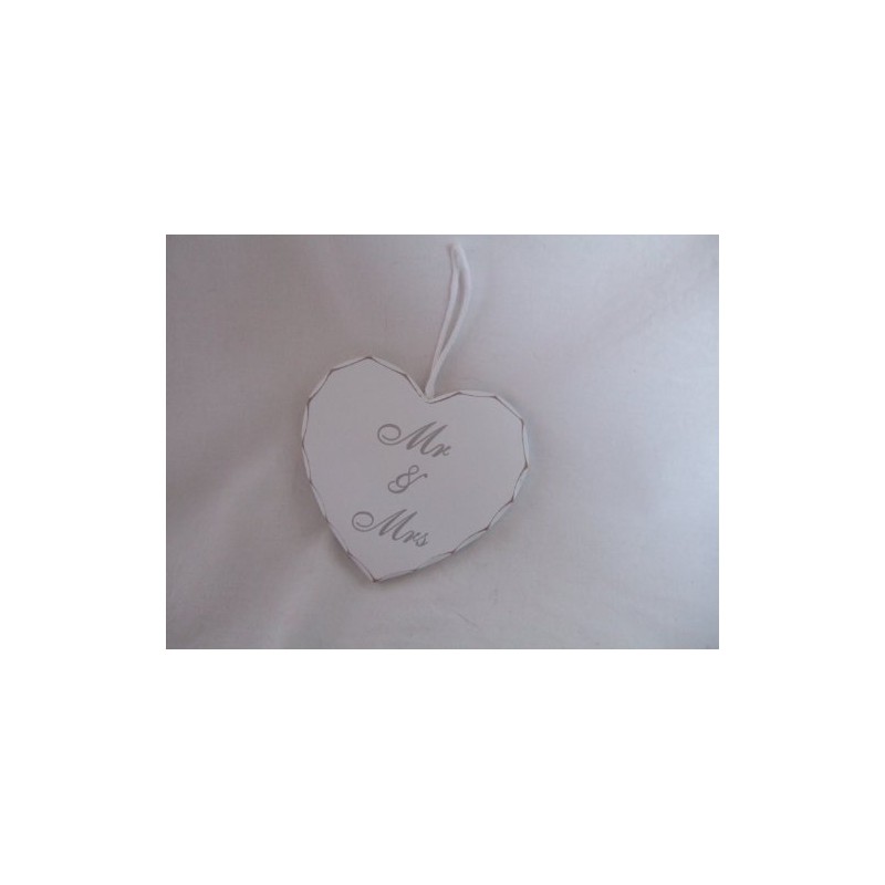"Mr & Mrs" miniature white hanging plaque