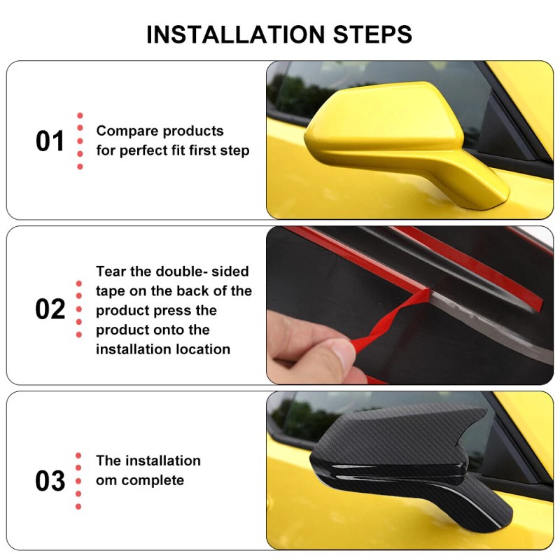 CheroCar Carbon Fiber Side Mirror Cover Horn Cap Decor for
