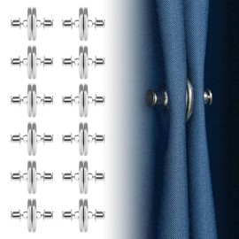 Curtain Magnetic Button 12 Pairs Magnets for Curtains - Tiebacks Magnetic Silver 25 mm Durable Magnetic Buttons Rustproof Curtain Closure Magnetic Curtains Accessories for Shower Curtain Curtains