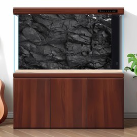 Stone Aquarium Background Underwater Black Rock Fish Tank Background Black Rocky Terrarium Background Black Stone Rocky Reptile Habitat Background for Pets Wallpaper Poster Decors Vinyl 72x24in