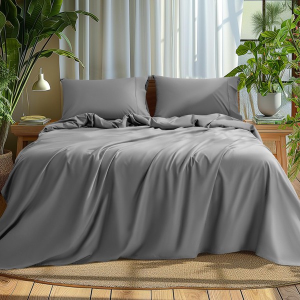 AiAngu Bed Sheet Set 100% Cotton 1000 Thread Count Sateen