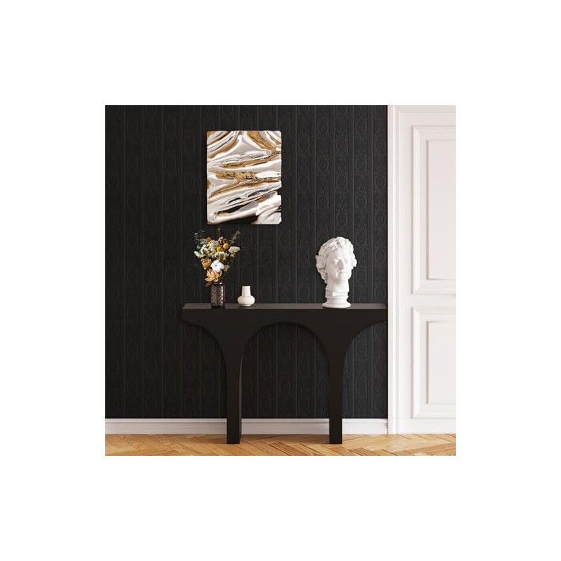 JiffDiff Wallpaper Peel and Stick Textured, 3D Black Embossed Wall