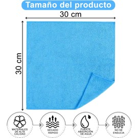 12 Pcs Paños de Limpieza de Microfibra, Toallas de Microfibra Multiusos, Súper Absorbente y Reutilizables, Trapos de Limpieza para El Hogar, Cocina, Coches